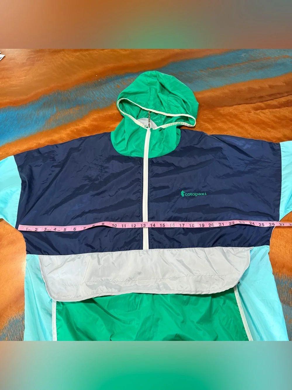 Cotopaxi Teca Windbreaker Packable lightweight Jacket White Green Blue XXL